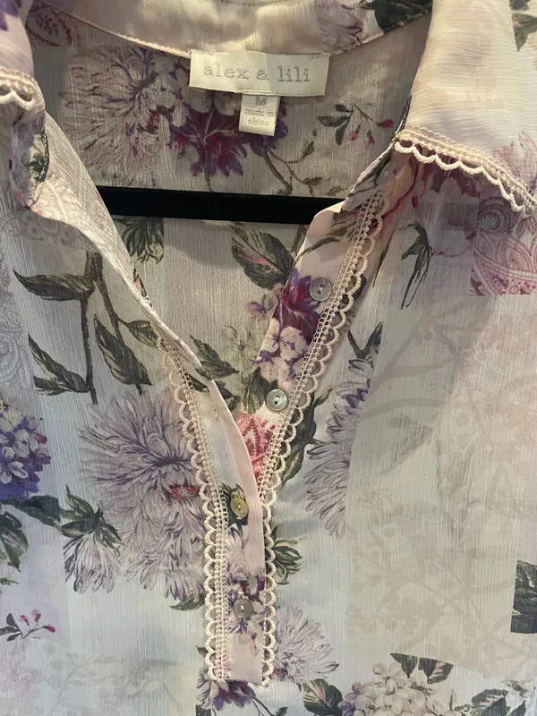 Women’s Floral Print Sheer Button - Image 2