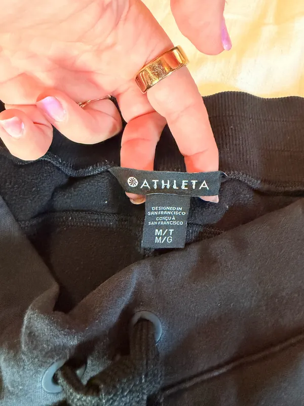 Athleta Double Cozy Karma Jogger Black Fleece Pants Medium Tall M/T - Image 2