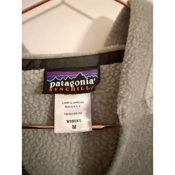 Patagonia Synchilla‎ Fleece Hoodie Womens M Sage Green Made in USA Excellent - Image 2