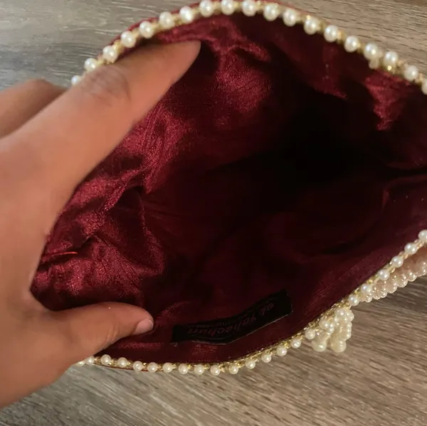 Dark Red drawstring purse - Image 3