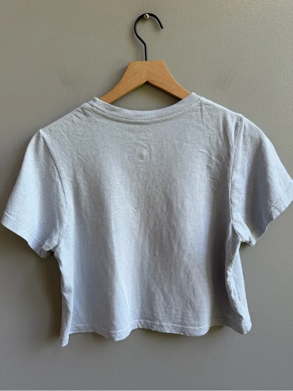 SET Active Crewneck Short Sleeve Baby Blue Baby Tee Medium 100% Cotton Crop Top - Image 4
