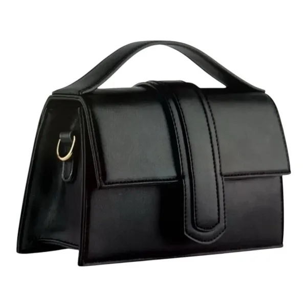 Kayla + Ava Miranda Crossbody Bag Black Faux Leather Vegan Removable Strap - Image 2