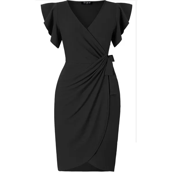 NEW Deep V Neck Sleeve Sheath Formal Slit Pencil Dress XL - Image 3