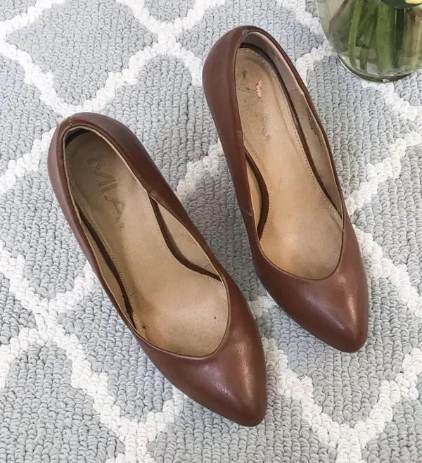 MIA closed Toe Brown Leather Wedge High Heel - Image 4