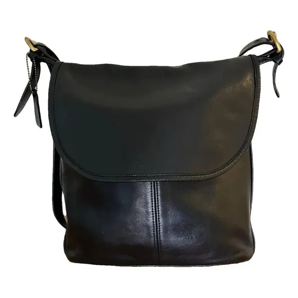 Vintage 90’s Coach Black Flap Leather‎ Bag Made In USA Y2K - Image 9