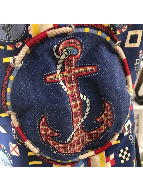 Sun N Sand Beach Cotton Anchor Backpack Red Blue - Image 6
