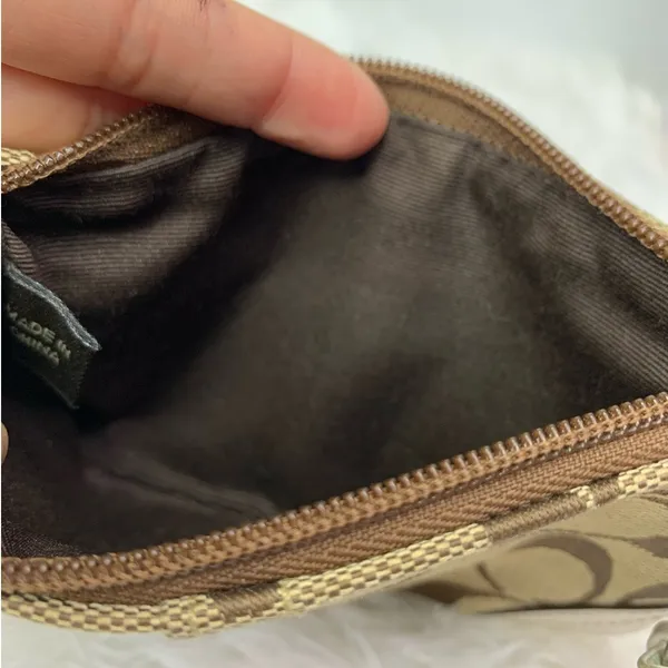COACH Brown Signature Canvas Wristlet - Image 5