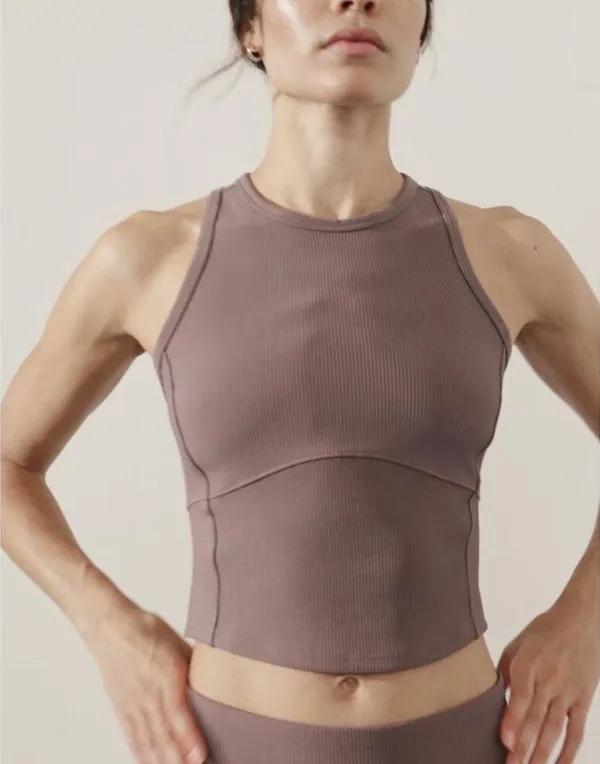 New Athleta L Salutation Rib Mix Tank Smoky Rose Large - Image 3
