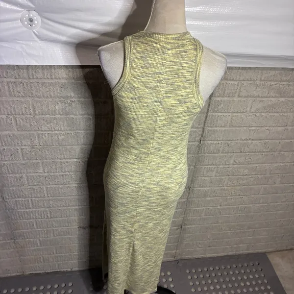 Old Navy Marled Yellow Grey Ribbed Racerback Maxi Dress with Shelf Bra XS - Image 3