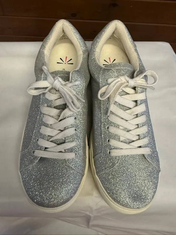 Isaac Mizrahi Live! Silver Glitter Lace-Up Sneakers Womans Sz 7 NWOB - Image 6