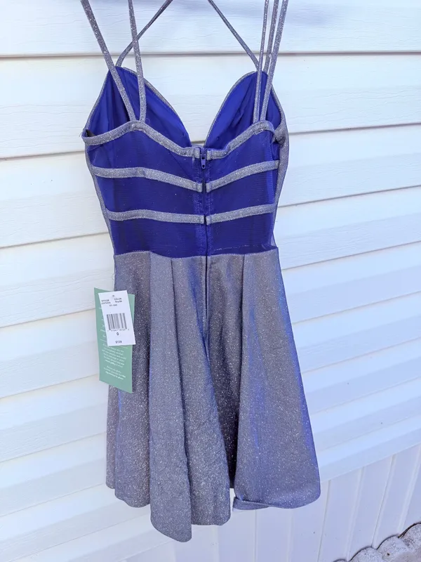 Light Blue Glittery Homecoming Dress - Image 2