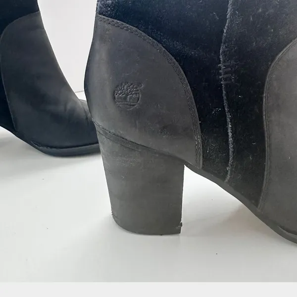 Timberland Rudston Black Leather & Suede‎ Block Heel Ankle Boots Size 9 - Image 3