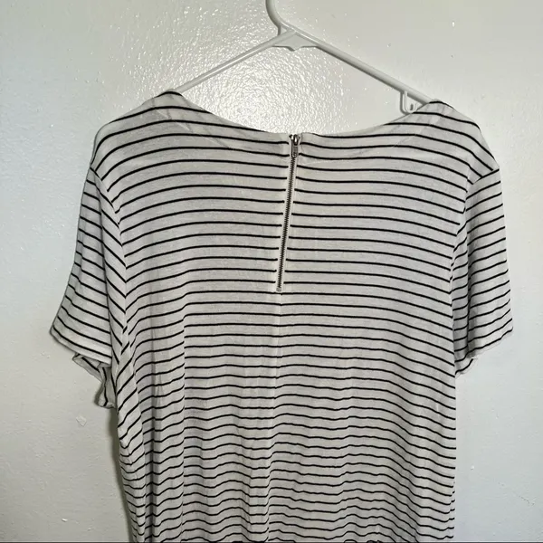 Merona Women's Size XXL T-Shirt Dress‎ Short Sleeve White Black Stripes Crewneck - Image 8