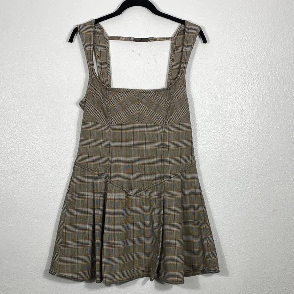 BDG Gray Plaid Midi Dress Size L - Image 3