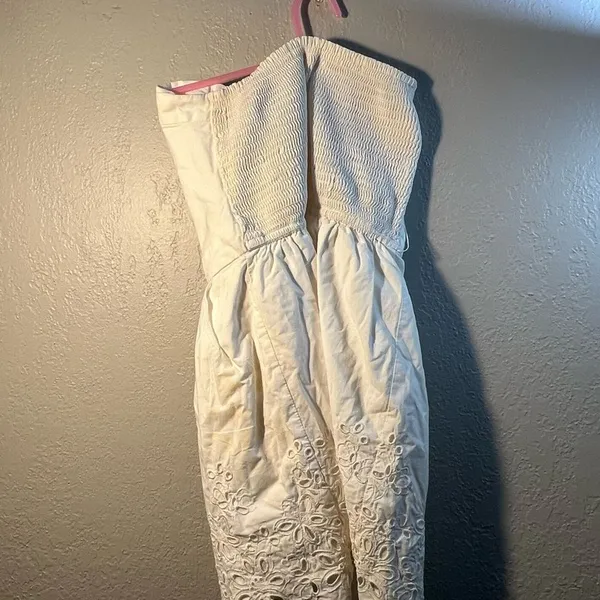 Hollister Y2K White Strapless Sheath Dress for Weddings Size Small - Image 4