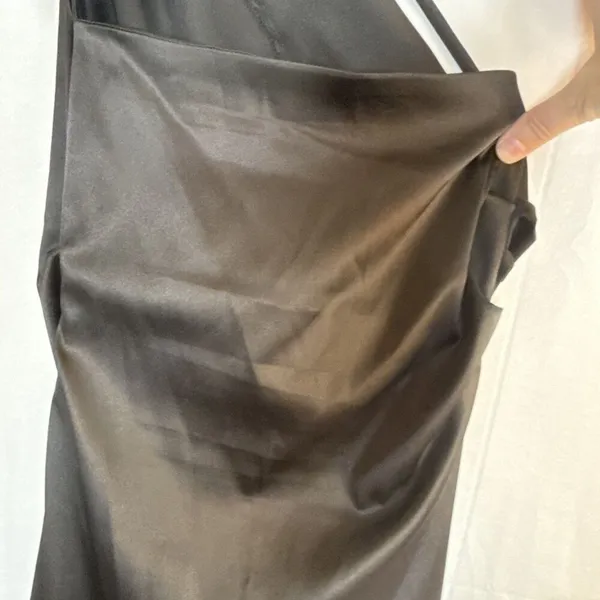 Women’s Unbranded One Shoulder Black Slip Dress Thigh High Slit Size Small - Image 11