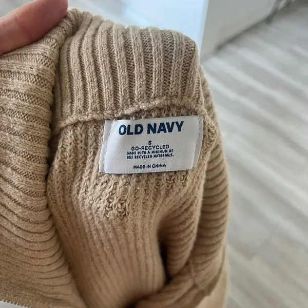Old Navy Beige Quarter Zip Sweater Dress Long Sleeve Mini Women's S - Image 5
