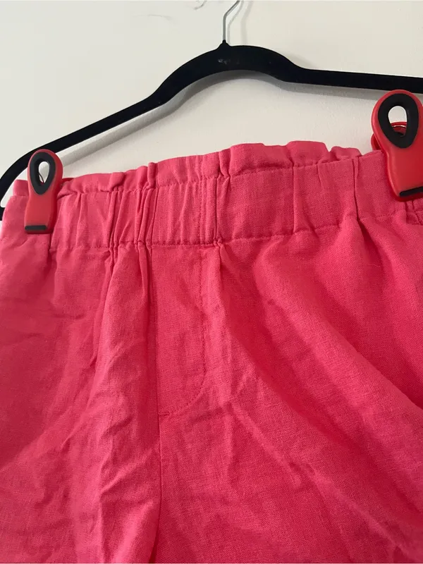 A New Day Pink Linen Blend Pull On Shorts Small Coastal Euro Summer Resort - Image 2