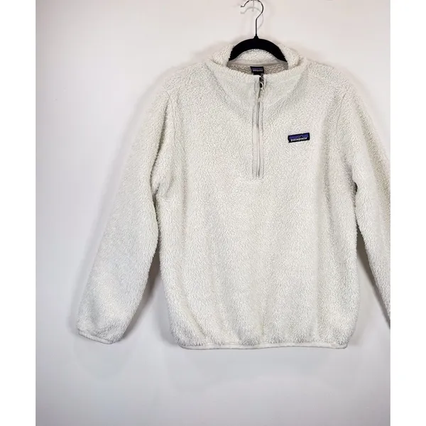 Patagonia Womens Jacket White Los Gatos High Pile Fleece 1/4 Zip Pullover Medium - Image 5