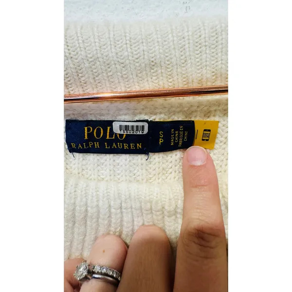 POLO RALPH LAUREN Off-White Wool Cashmere Blend Off Shoulder Sweater size Small - Image 5