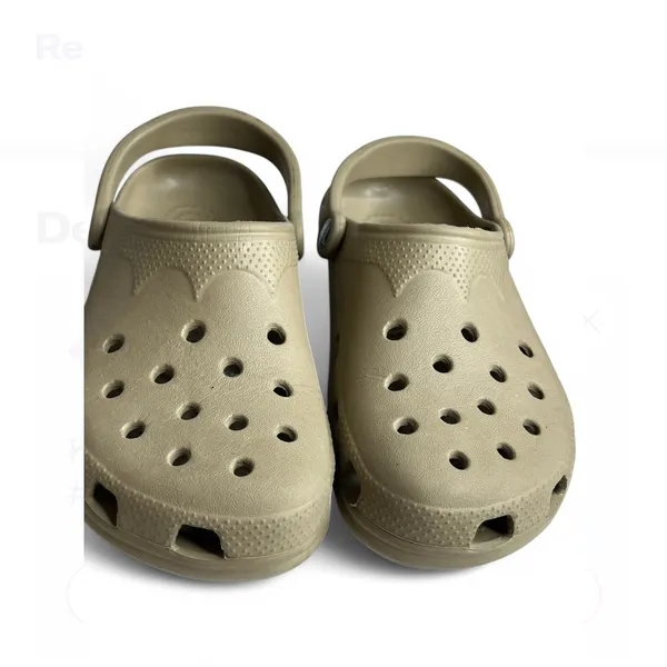CROCS unisex basic Classic Sandals Clogs Shoes Beige/Tan Size W6-7 M 4-5 - Image 2