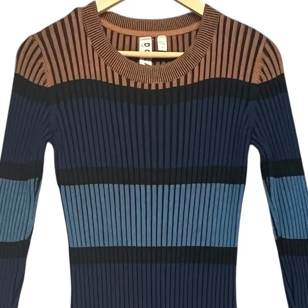 Dolan Lorna Midi Sweater Dress Ribbed Striped‎ XS Multi-Color XS - Image 3