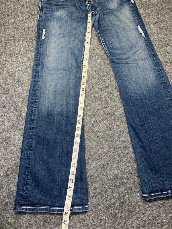 BKE Women's Medium Blue Low-Rise Bootcut Jeans with Subtle Distress - Image 5