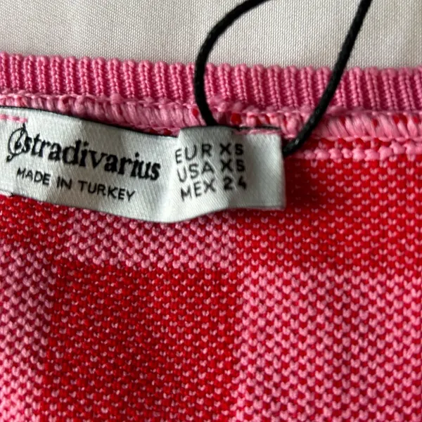STRADIVARIUS pink and red checked tank top sweater vest - Image 3
