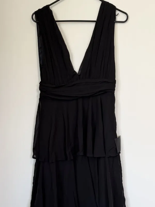 NWT Lulus Amazing Evening Black Tiered Maxi Dress - Size: Medium - Image 3
