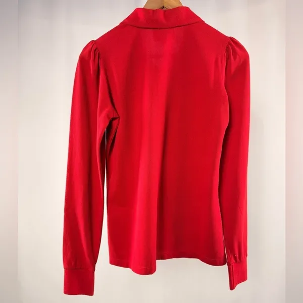 NEW Tuckernuck Peggy‎ Long Sleeve Cotton Polo Shirt in Red Size XS - Image 6