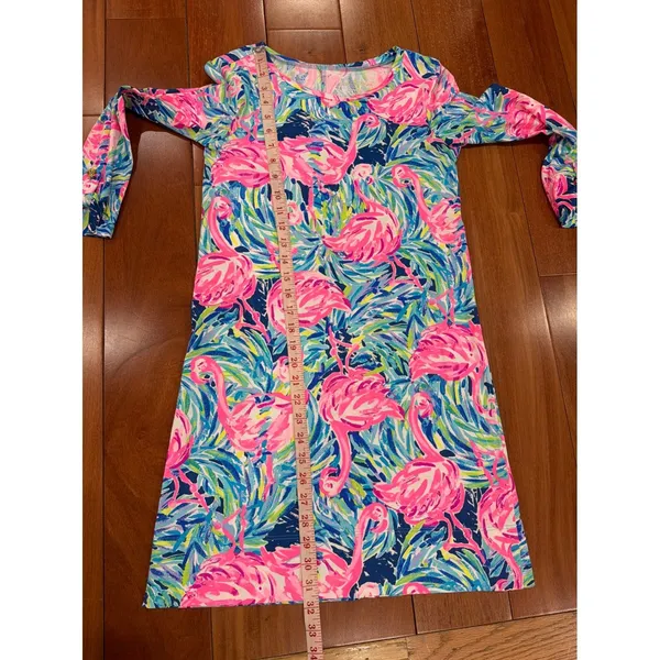 Lilly Pulitzer Dress‎ Womens Pink Blue Flamingo Pima Cotton Knit Shift XXS - Image 7