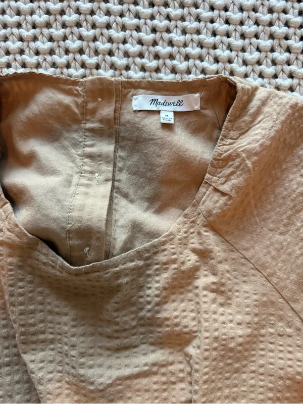 Madewell Seersucker Puff-Sleeve Cutout Mini Dress - Image 5