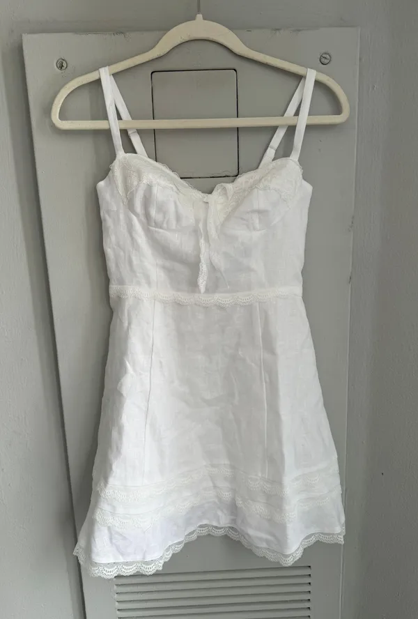 NWT White Arya Linen Mini Dress 2 - Image 4