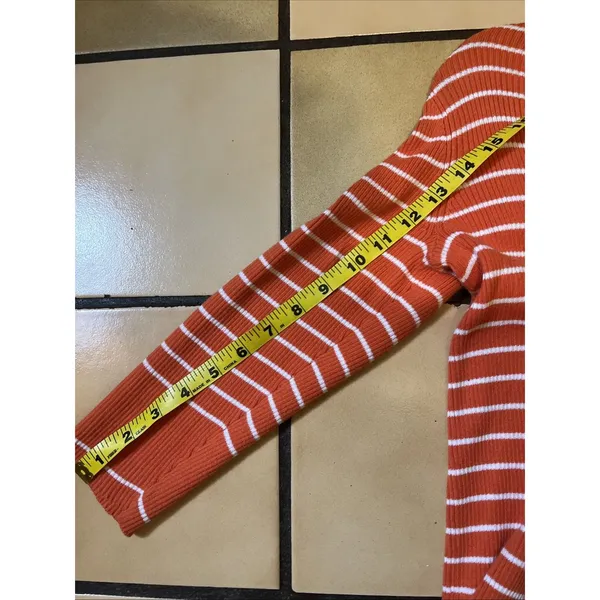Ralph Lauren Striped Henley Sz M Orange Preppy Retro Cotton Summer 3/4 Sleeve - Image 9
