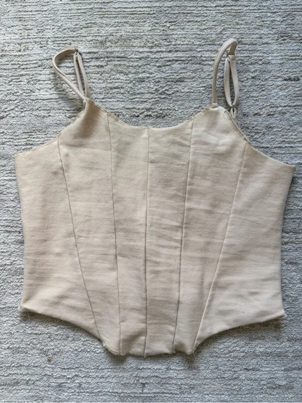 SHEIN Beige Corset-Style Crop Top (Size XS) - Image 3