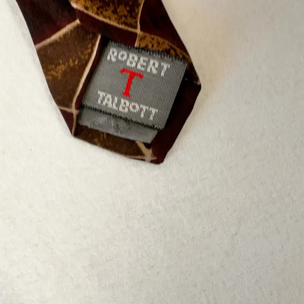 Robert Talbott Studio Mens Tie Geometric Brown Multicolor Necktie Vintage Cravat - Image 7