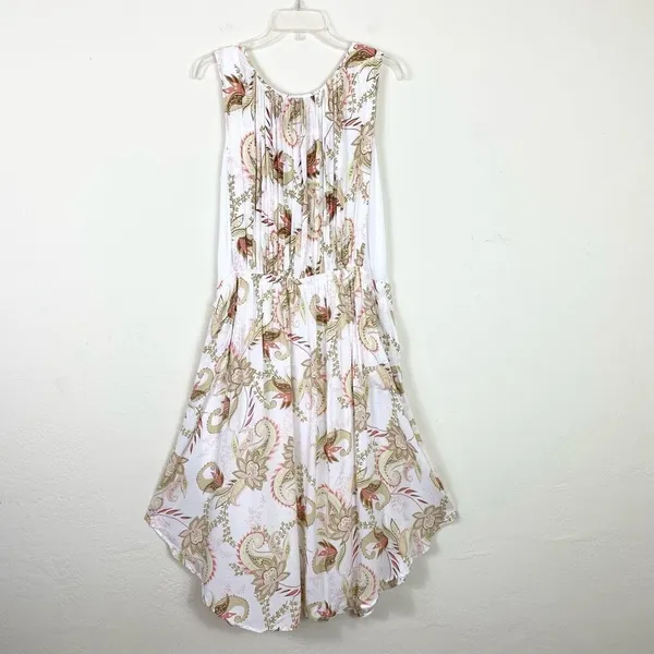 J. Jill White Floral Paisley Apron Sleeveless Midi Maxi Dress Size M - Image 2
