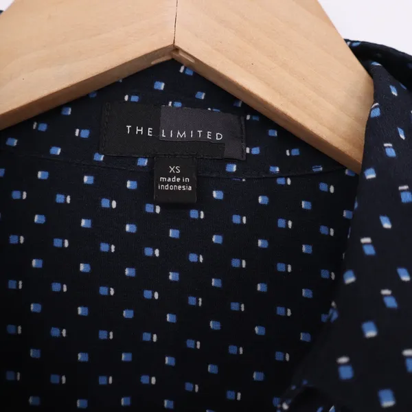 The Limited Shirt Dress Womens XS Navy Blue Geometric Print Roll Tab Excellent - Image 2