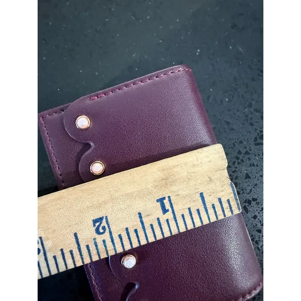 Ted Baker London Burgundy Leather Scalloped Pearl Card Holder Wallet - Image 7