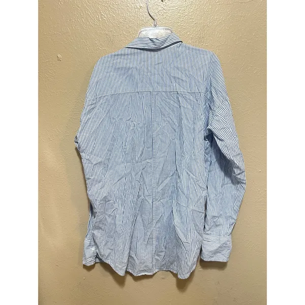 Abercrombie & Fitch Womens Blue White Striped Cotton Oversized‎ Shirt S - Image 5