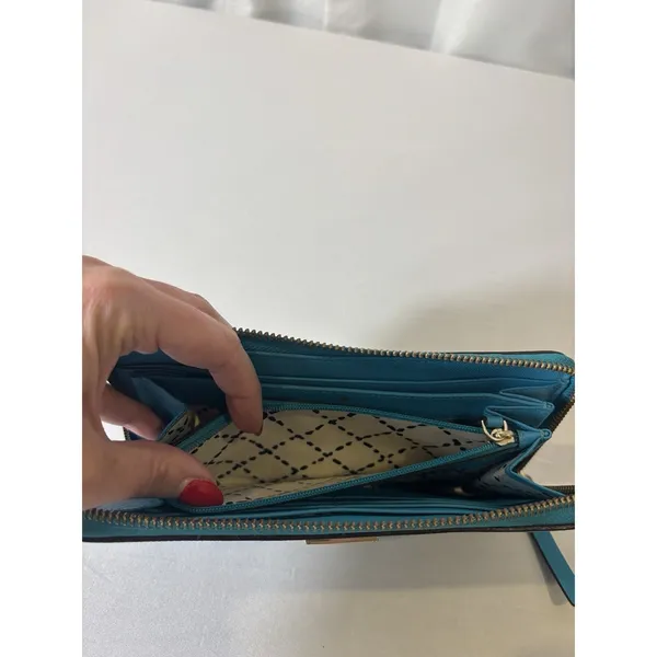 Kate Spade Newbury Lane Turquoise Zip‎ Around Leather Long Wallet~EUC - Image 6