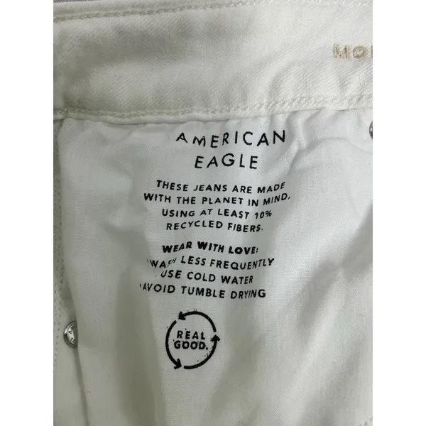 Womans Excellent Condition American Eagle Stretch Mom White Jeans 14 L - Image 4