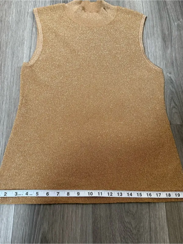 Tahari ASL Camel/Gold Sleeveless Mock Neck Sweater Size 8 NWT Sophisticated Boho - Image 11