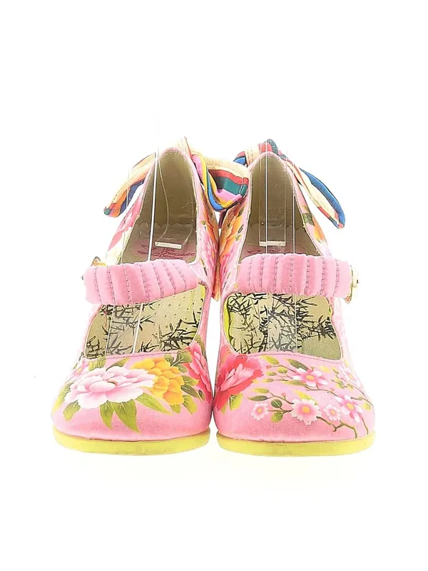 Pink Floral Mary Jane Block Heel Pumps - Image 2