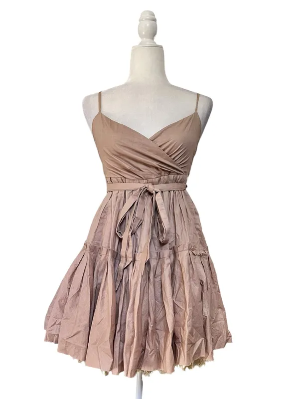 Vintage “Nelli USA” 100% Cotton Mini Dress in Taupe - Image 2