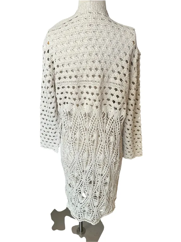 Natural Life Abigail open crochet duster coastal boho S/M - Image 5