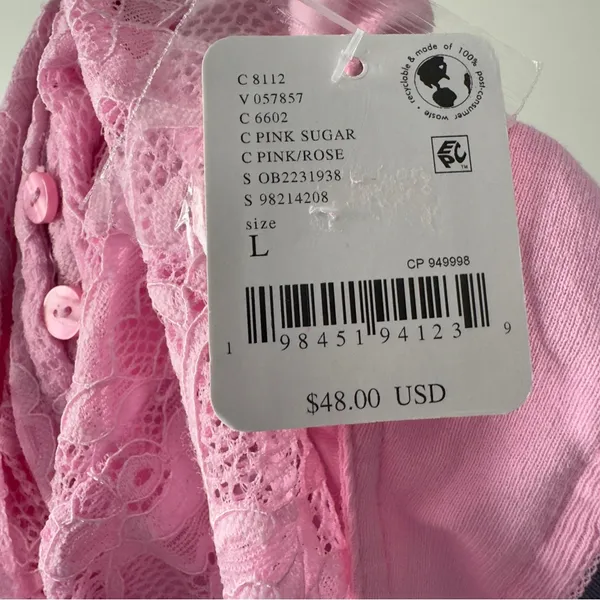 Free People Lace Corsette Style Tank Top Pink Sugar Crop Casual Cropped Buttons - Image 7