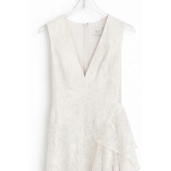 ONE33 Social White Lace Ruffle Midi Dress Size 4 High-Low‎ Formal Bridal Party - Image 15