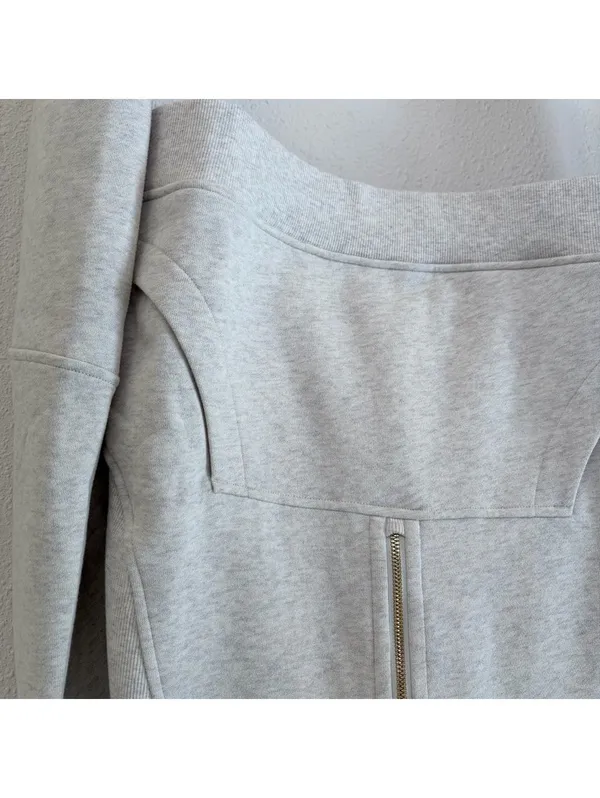 Lululemon Scuba Oversized Half Zip Hoodie Heathered Bone Gold Size XL / XXL New - Image 4