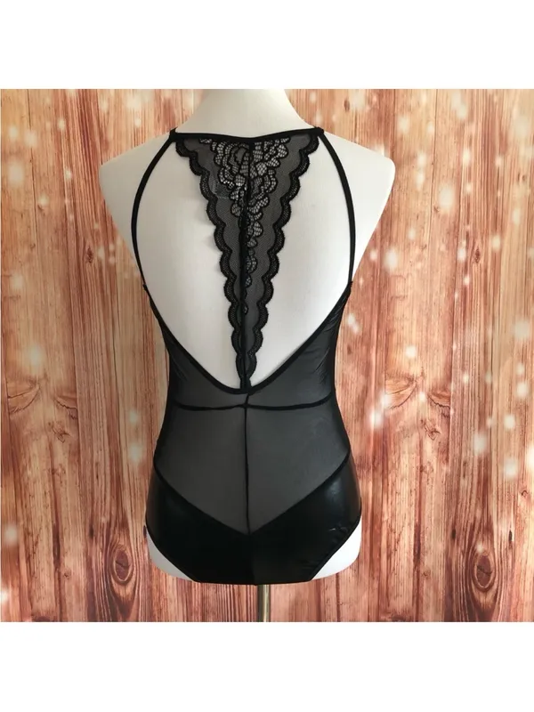 Pure Romance Black Lace And Mesh Bodysuit Lingerie OS NWOT - Image 4